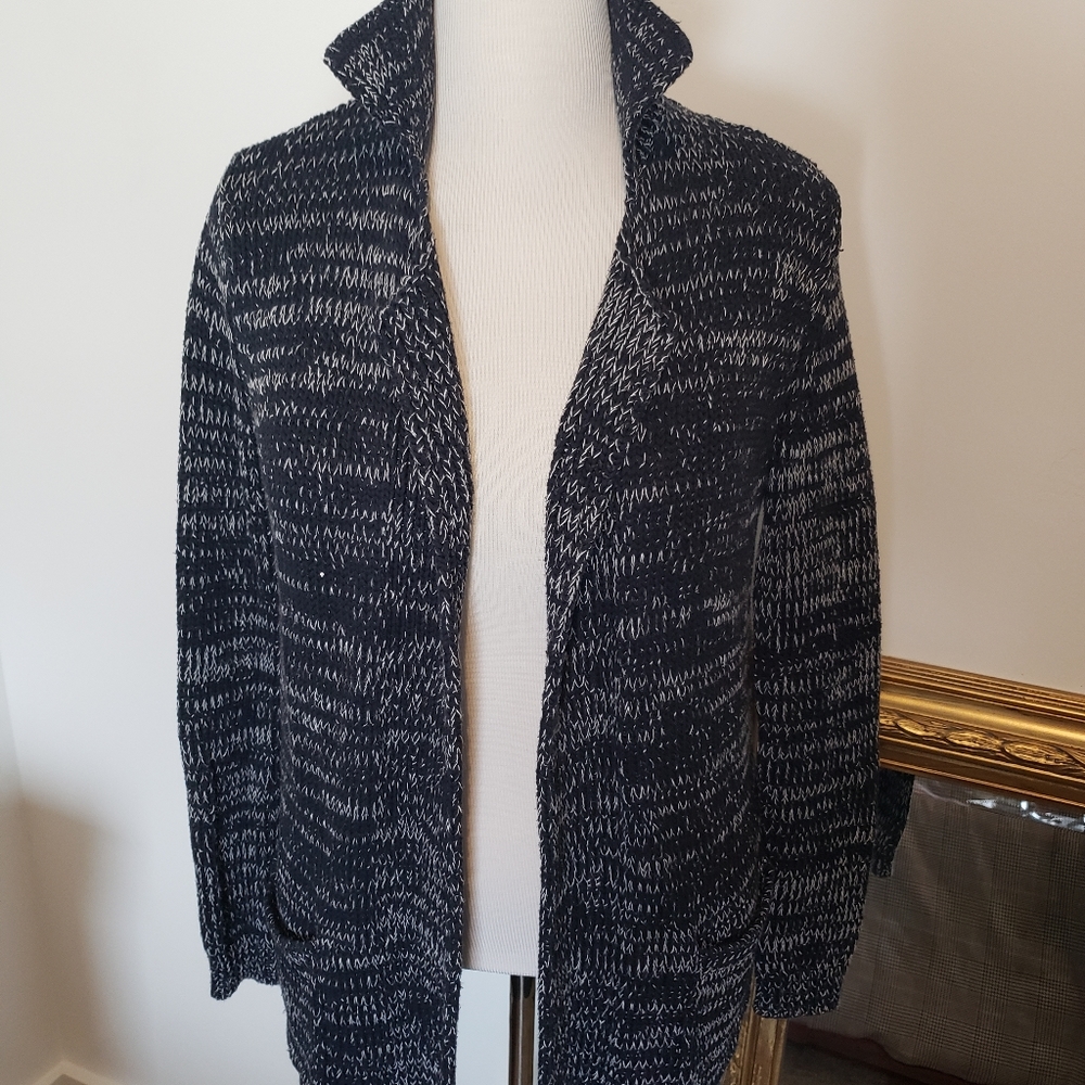 Navy Blue Marled Gap Cardigan Sweater
